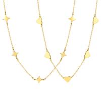 Collier d'acier titane, avec 1.97inch chaînes de rallonge, bijoux de mode & styles différents pour le choix & pour femme, doré, Longueur Environ 15.75 pouce, Vendu par PC