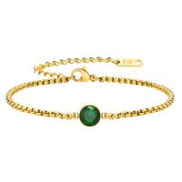 Pulseira de aço titânio, Partículas de aço, with 1.97inch extender chain, joias de moda & micro pavimento em zircônia cúbica & para mulher, dourado, comprimento Aprox 6.3 inchaltura, vendido por PC