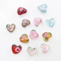 Handgemaakte Lampwork Beads, Hart, DIY, gemengde kleuren, 10mm, Ca 30pC's/Strand, Verkocht door Strand