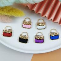 Zinc Alloy Enamel Pendants with Plastic Pearl Handbag gold color plated DIY Sold By PC