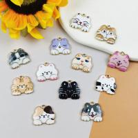 Zinc Alloy Enamel Pendants Cat gold color plated DIY Sold By PC