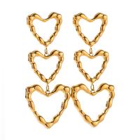 Stainless Steel Drop Earring 304 Stainless Steel Heart plated fashion jewelry golden Sold By Pair