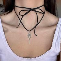 Mode Collier Choker, alliage de zinc, avec corde de laine, crane, Placage, bijoux de mode & pour femme, plus de couleurs à choisir, protéger l'environnement, sans nickel, plomb et cadmium, Longueur Environ 90 cm, Vendu par PC