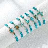 Pulsera de Turquesa, aleación de zinc, con turquesa & Cordón de cera & resina, chapado, para mujer, Azul Celeste, Vendido por UD