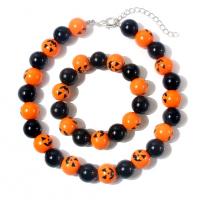 madera Pulsera y collar, Calabaza, Joyería de Halloween & diferentes estilos para la opción & para mujer, con níquel, Vendido por UD