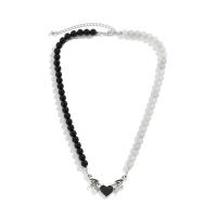 Acrylique collier, avec alliage de zinc, avec 2.7inch chaînes de rallonge, Coeur avec des ailes, Placage de couleur platine, le style de punk & pour femme & émail, Longueur Environ 18.8 pouce, Vendu par PC