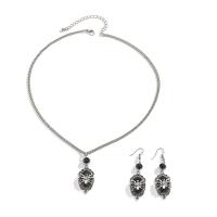 Zinc Alloy Sieraden set, oorbel & halsketting, met ijzeren ketting & Glas, met 2.7inch extender keten, Spin, platinum plated, 2 stuks & gotische stijl & Halloween Jewelry Gift & voor vrouw, Lengte Ca 17.7 inch, Verkocht door Stel