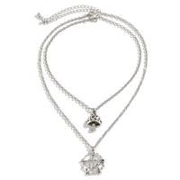 alliage de zinc collier, avec chaîne de fer, avec 2.7inch chaînes de rallonge, Pentagram, Placage de couleur platine, Double couche & Bijoux d'Halloween & pour femme, Longueur Environ 13.7 pouce, Environ 17.7 pouce, Vendu par PC