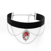 Zinc Alloy choker Ketting, met Katoenfluweel & ijzeren ketting & Acryl, met 2.7inch extender keten, Spin, platinum plated, gotische stijl & voor vrouw, Lengte Ca 11.8 inch, Verkocht door PC