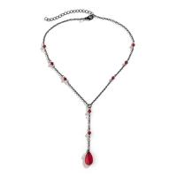 ottone collana, with cristallo, with 2.7inch extender chain, Lacrima, placcato, stile gotico & per la donna, nessuno, Lunghezza Appross. 13.8 pollice, Venduto da PC