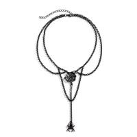 Zinc Alloy Halsketting, met ijzeren ketting, met 2.7inch extender keten, Spin, geschilderd, punk stijl & Halloween Jewelry Gift & voor vrouw, zwart, Lengte Ca 12.5 inch, Verkocht door PC