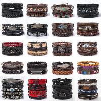 Kuhhaut Armband-Set, mit Hanfgarn & Wachsschnur & Zinklegierung, Vintage & mehrschichtig & unisex & verschiedene Stile für Wahl, Länge ca. 7 ZollInch, verkauft von PC