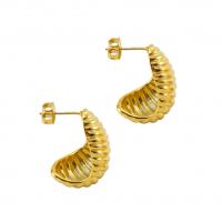 Pendientes de Acero Inoxidable, acero inoxidable 304, 18K chapado en oro, Joyería & para mujer, dorado, 16x24mm, Vendido por Par