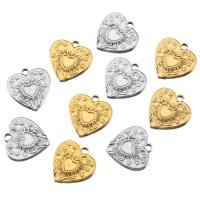 Acciaio inossidabile Cuore Ciondoli, 304 acciaio inox, placcato, DIY, nessuno, 17mm, Foro:Appross. 2mm, 5PC/borsa, Venduto da borsa