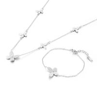 Strass Stainless Steel Jewelry Set, armband & halsketting, 304 roestvrij staal, Four Leaf Clover, mode sieraden & verschillende stijlen voor de keuze & voor vrouw & met strass, meer kleuren voor de keuze, Verkocht door PC