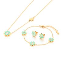 Ensemble bijoux strass en acier inoxydable, Boucle d’oreille stud & Bracelet & collier, Acier inoxydable 304, fleur, bijoux de mode & styles différents pour le choix & pour femme & émail & avec strass, plus de couleurs à choisir, Vendu par PC