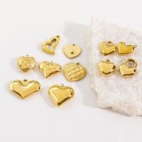 Stainless Steel Heart Pendants 304 Stainless Steel plated DIY gold 10/Lot Sold By Lot