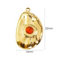 Roestvrij stalen sieraden Hangers, 304 roestvrij staal, met Amazoniet & Malachiet & Tiger Eye & Zwarte Agaat & Rode Agaat, plated, verschillende materialen voor de keuze & voor vrouw, gouden, 22x14mm, Verkocht door PC