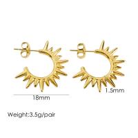 Stainless Steel Stud Earrings 304 Stainless Steel plated & for woman golden Sold By Pair