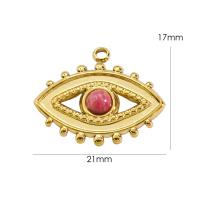 Evil Eye Hangers, 304 roestvrij staal, met Malachiet & Tiger Eye & Rhodonite & Zwarte Agaat, plated, DIY & verschillende materialen voor de keuze, gouden, 17x21mm, Verkocht door PC