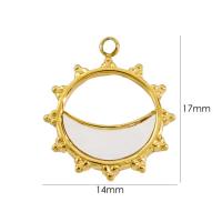 Roestvrij stalen sieraden Hangers, 304 roestvrij staal, met White Shell, plated, DIY & verschillende stijlen voor de keuze & micro pave zirconia, gouden, Verkocht door PC