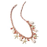 coquille collier, avec cristal & alliage de zinc, Placage de couleur d'or, Style bohème & styles différents pour le choix & pour femme, Longueur Environ 16.1-19.7 pouce, Vendu par PC