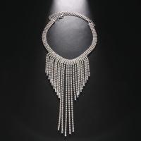 Rhinestone Fringe Necklace, le Prás, plátáilte, jewelry faisin & do bhean, dathanna níos mó le haghaidh rogha, Fad Thart 16 Inse, Díolta De réir PC