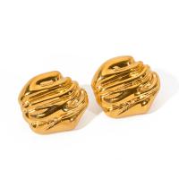 Stainless Steel Stud Earrings 304 Stainless Steel 18K gold plated fashion jewelry & for woman golden Sold By Pair