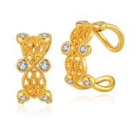 Pendientes Ear Cuff, metal, 18K chapado en oro, Joyería & micro arcilla de zirconia cúbica & para mujer, dorado, libre de níquel, plomo & cadmio, 12x6mm, Vendido por Par