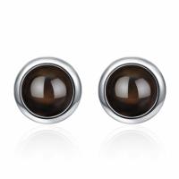 Brass Stud Earring with Black Agate fashion jewelry & for woman nickel lead & cadmium free Sold By Pair