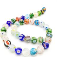 Millefiori Slice Lampwork Beads Millefiori Lampwork Round DIY mixed colors Sold Per Approx 36 cm Strand