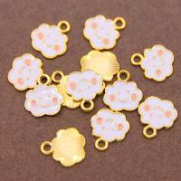 Zinc Alloy Enamel Pendants Cloud gold color plated DIY white Sold By PC