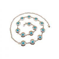 Bijoux chaîne de corps, aluminium, avec turquoise, Rond, Placage, bijoux de mode, plus de couleurs à choisir, protéger l'environnement, sans nickel, plomb et cadmium, Longueur 120 cm, Vendu par PC