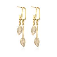 Ciúbach Zirconia Micrimhilseogra réiteodh Earring Prás, Leaf, plátáilte, jewelry faisin & dearaí éagsúla do rogha & micrea réiteach zirconia ciúbach, óir, nicil, luaidhe & caidmiam saor in aisce, Díolta De réir Péire