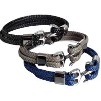 PU leder koord armbanden, 304 roestvrij staal, met PU, plated, verschillende grootte voor keus & voor de mens, meer kleuren voor de keuze, Verkocht door PC