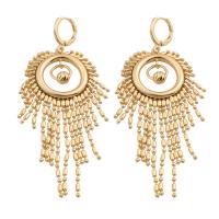 Fringe pendientes de la manera, metal, chapado, para mujer, dorado, 72x26x3mm, Vendido por Par