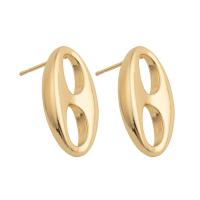 Messing oorbelknoppen, plated, voor vrouw, gouden, 22x14x4mm, Verkocht door pair