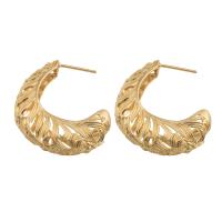 Messing oorbelknoppen, plated, voor vrouw, gouden, 35x28x9mm, Verkocht door pair