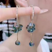 Krystal Drop Earring, med Zinc Alloy, forgyldt, for kvinde & med rhinestone, 10x55mm, Solgt af par