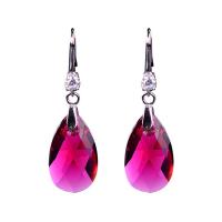 Cristal Pendientes con Colgantes, con aleación de zinc, Gota, chapado en color de plata, Joyería & para mujer & con diamantes de imitación, más colores para la opción, 50mm, Vendido por Par