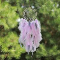 Mode Dreamcatcher, plume, avec Fil de coton & quartz rose & fer, Attrapeur de rêves, pour la maison et le bureau & creux, plus de couleurs à choisir, 160x700mm, Vendu par PC