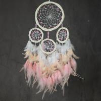 Mode Dreamcatcher, plume, avec Fil de coton & cristal & perle de plastique & fer, Attrapeur de rêves, pour la maison et le bureau & creux, couleurs mélangées, Length about 50-55cm, Vendu par PC