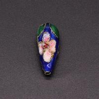 cloisonne perler, Teardrop, guldfarve belagt, du kan DIY & emalje, blandede farver, 8.16x19.37mm, Solgt af PC