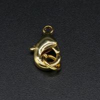 Brass Homár Kapcsos, Sárgaréz, arany színű aranyozott, DIY, nikkel, ólom és kadmium mentes, 7.30x12.15mm, Által értékesített PC