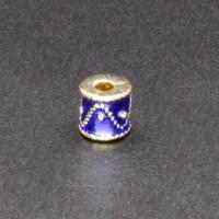 Imitation Cloisonne Zink Legierung Perlen, Zinklegierung, Zylinder, goldfarben plattiert, DIY & Emaille, blau, frei von Nickel, Blei & Kadmium, 4.86x5.03mm, verkauft von PC