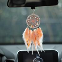 Мода Dreamcatcher, перья, с Хлопковая нить & Gemstone фишки & Железо, Ловец снов, для дома и офиса & отверстие, оранжевый, 70x450mm, продается PC