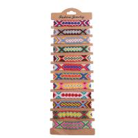 Cadeia de pulseiras de tecido, Acessórios de corda de algodão, with papel, Ajustável & joias de moda & unissex, cores misturadas, comprimento Aprox 18 cm, 12PCs/Defina, vendido por Defina