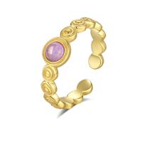 Sterling Silver Jewelry Finger Ring, 925 sterline d'argento, with ametista, Placcato oro 18K, gioielli di moda & per la donna, assenza di nichel,piombo&cadmio, Venduto da PC