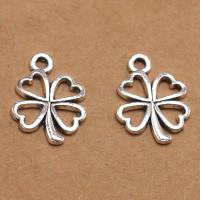 Zamak Clover Hanger, Zinc Alloy, Four Leaf Clover, antiek zilver plated, DIY, 17x14x1.50mm, Verkocht door PC