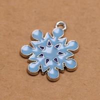 Zinc Alloy Enamel Pendants Snowflake silver color plated DIY light blue Sold By PC